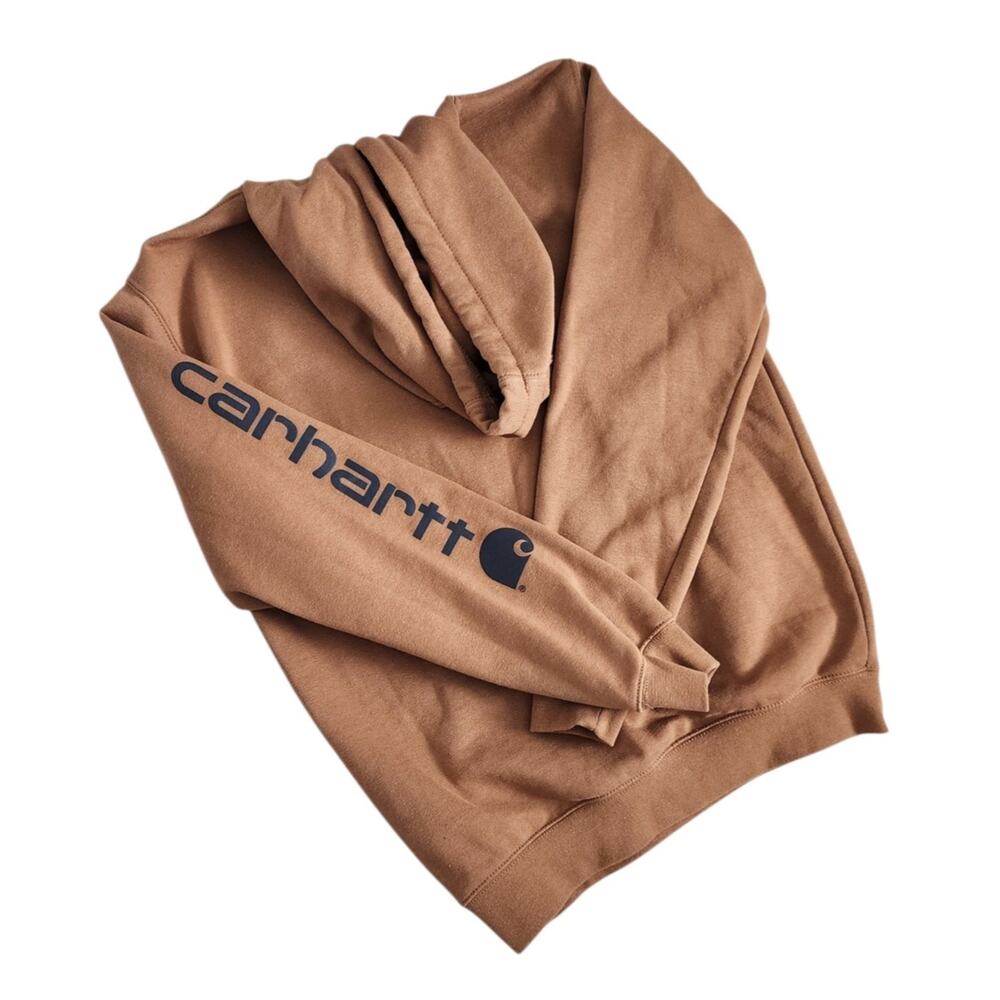 Carhartt Iconic Signature Logo Hooded Sweatshirt Size Small Front Pouch Pocket. - Picture 3 of 7